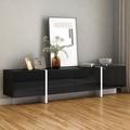 Ivy Bronx Ikem TV Stand TV Console Table Cabinet Wood in Black | 17.7 H x 74.8 W x 13.7 D in | Wayfair B1AB7F1386F8419996E95B150D5E263D