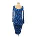Rachel Pally Casual Dress - Midi Scoop Neck 3/4 sleeves: Blue Dresses - Women's Size Medium