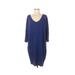 Old Navy Casual Dress V Neck 3/4 sleeves: Blue Solid Dresses - Women's Size Medium