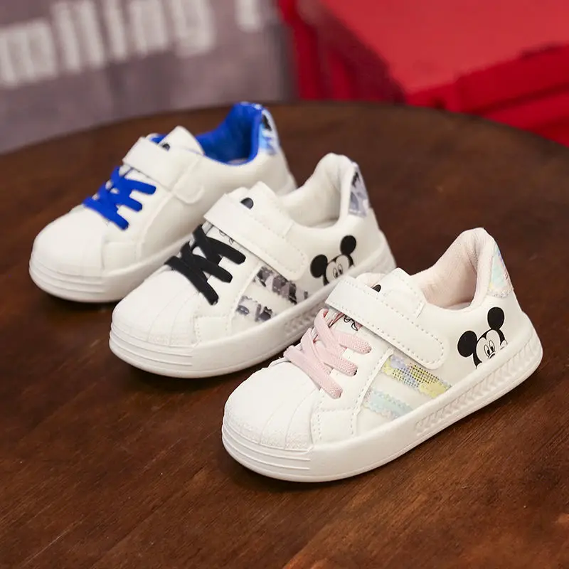 Disney enfant chaussures décontractées Mickey Mouse dessin animé bébé chaussures antidérapant semelle souple enfant en bas âge chaussures 0-6 chaussures pour enfants taille 15-25