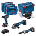 Bosch Professional Combo Kit GSR 18V-90 C + GWS 18V-15 PSC + GKM 18V-50 + GGS 18V-23 PLC (inkl. 1x Akku ProCORE 4.0Ah, 2x Akku ProCORE 5.5Ah, Ladegerät GAL 1880 CV)