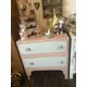 SOLD Chest of draws, bedside table, storage, sideboard, 2 draw chest, nursery, baby storage, playroom furniture, pink and grey, distressed