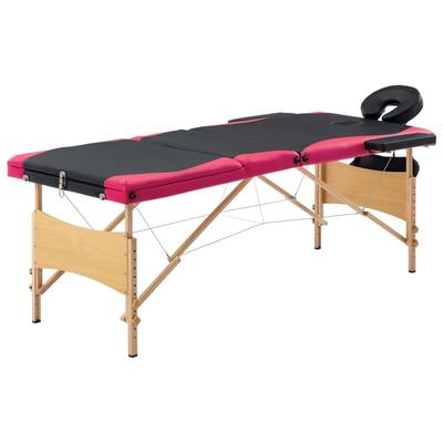 vidaXL Foldable Massage Table 3 Zones Wood