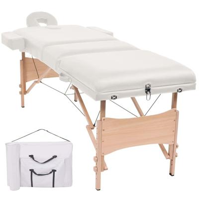 vidaXL 3-Zone Folding Massage Table 3.9" Thick White/Black