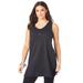 Plus Size Women's Button-Front Henley Ultimate Tunic Tank by Roaman's in Black (Size 6X) Top 100% Cotton Sleeveless Shirt