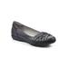 Wide Width Women's Chic Casual Flat by Cliffs in Black Burnished Smooth (Size 7 W)