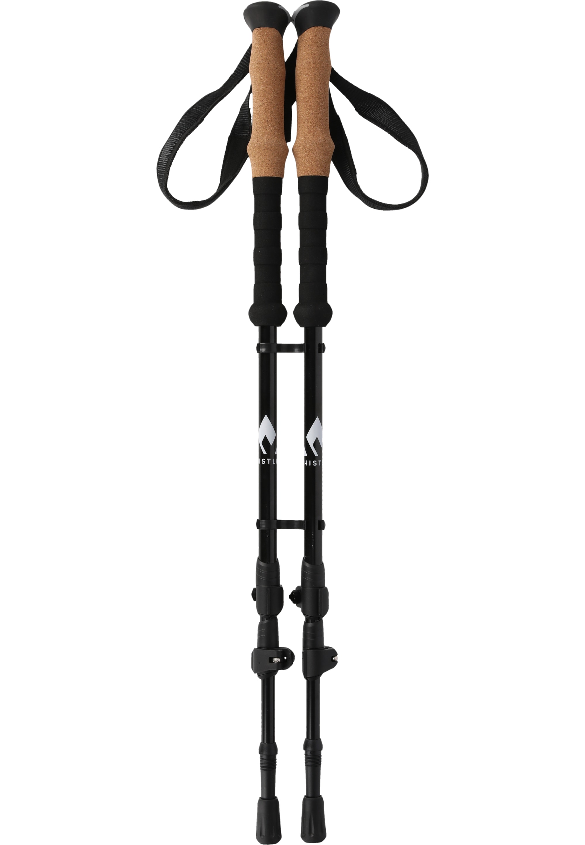 Wanderstöcke WHISTLER "Delmarva", schwarz (schwarz, braun), Sportstöcke, mit ergonomischen Korkgriffen