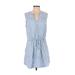 Gap Casual Dress - Mini V Neck Sleeveless: Blue Solid Dresses - Women's Size X-Small