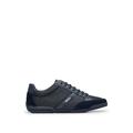 BOSS Mens Saturn Lowp Mixed-Material Trainers with Suede and Faux Leather Size Dark Blue