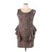 FASHION TO FIGURE Casual Dress - Mini Scoop Neck Short sleeves: Tan Leopard Print Dresses - Women's Size 2X Plus