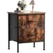 Mercer41 Nightstand, Small Dresser for Bedroom, End Table w/ 2 Fabric Drawer Bedside Closet Wood/Upholstered/Metal in Black/Brown | Wayfair