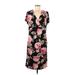 212 Collection Casual Dress - Sheath V Neck Short sleeves: Black Floral Dresses - Women's Size Medium