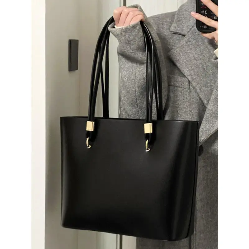 Sac fourre-tout en PU noir pour femme, sac à main haute capacité, fermeture éclair minimaliste initiée, mode classique, salle d'irritation, CommPiedmont, marée, nouveau, 2023