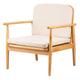 Fauteuil de salon en bois massif et tissu beige