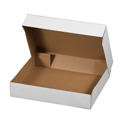VEPATIM 20x Faltbodenschachtel 300x240x60mm schnell aufzurichten und wiederverschließbar weiß Image