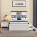 Captain Bookcase Bed Storage Bed with Extendable Trundle Bed & 3 Drawers, Pine Wood Platform Bed Trundle Bed with Nightstand