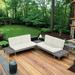 3-Piece Outdoor Patio Solid Wood Sectional Sofa Set with Coffee Table and Cushions