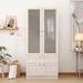 Combo Large Frosted Glass Closet: Versatile Wardrobe Options Armoires