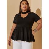 Plus Size Cutout Peplum Knit Top