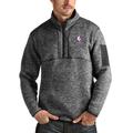 Men's Antigua Heather Charcoal NBA Fortune Quarter-Zip Pullover Jacket