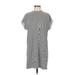 Thread and Supply Casual Dress - Shift High Neck Short sleeves: Gray Print Dresses - Women's Size Small