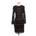 White House Black Market Casual Dress - Sweater Dress: Black Fair Isle Dresses - Women's Size 2