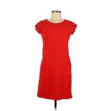 Lands' End Casual Dress - Shift Crew Neck Short sleeves: Red Print Dresses - Women's Size 6 Petite