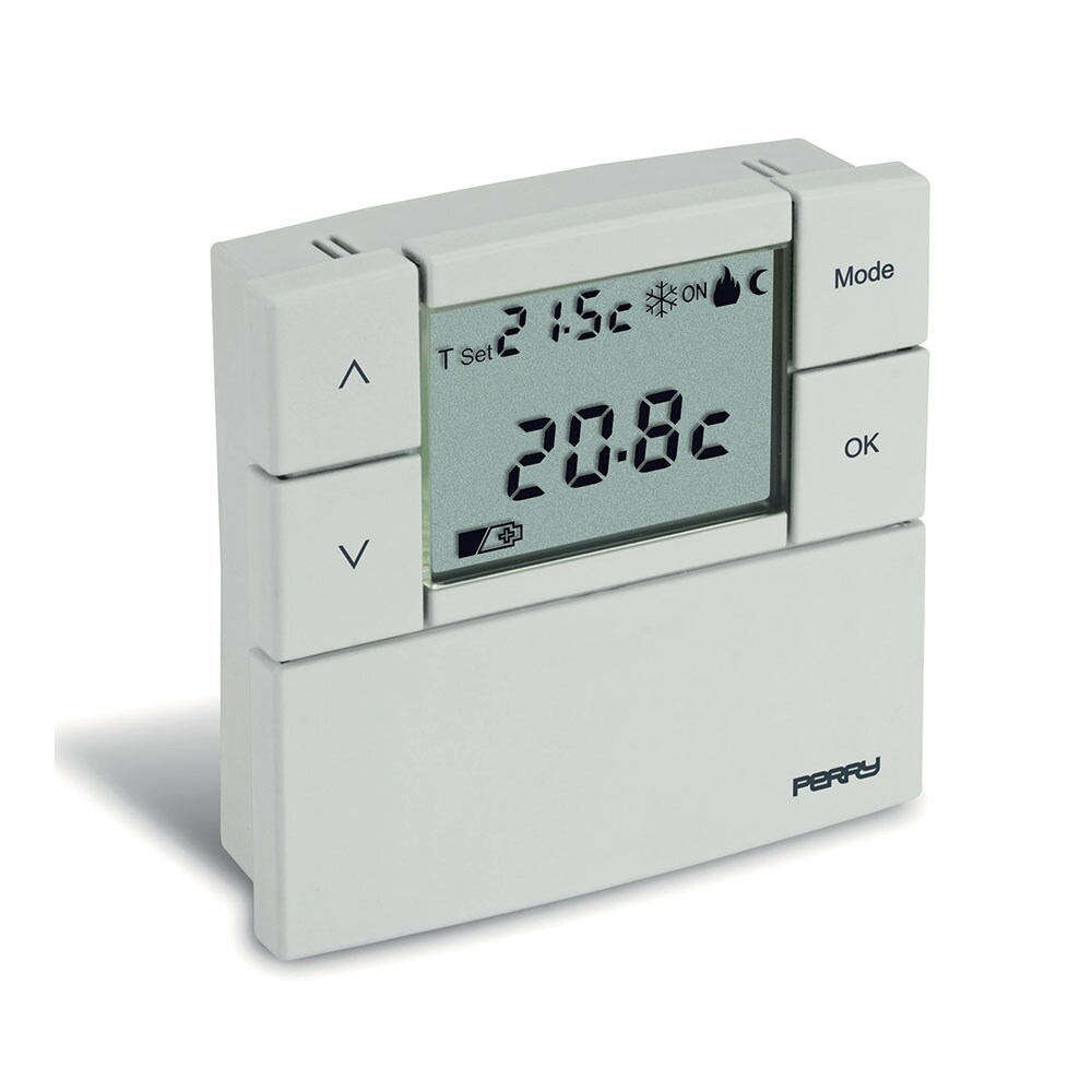EDM 3V Digital Thermostat "Zefiro" Serie 84x84mm weißer Perry Image