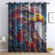 GEDAEUBA Colourful Eagle Curtains for Bedroom Living Room - Eyelet Blackout Curtains 66 x 54 Inch (W x L), 54 Drop Thermal Insulated Curtains & Drapes, Patterned Window Treatments, 2 Panels