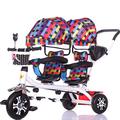 Double Tricycle Twin Baby Bicycle - Stroller with Extended Awning, Storage Basket & Pushchair - Infant Carriage Ideal for Children - Lightweight Trolley with Big Stroller Design