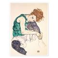 Seated Woman with Bent Knee Poster by Egon Schiele Wall Art for every room 70 x 90 cm Beige Expressionism Wall Decor