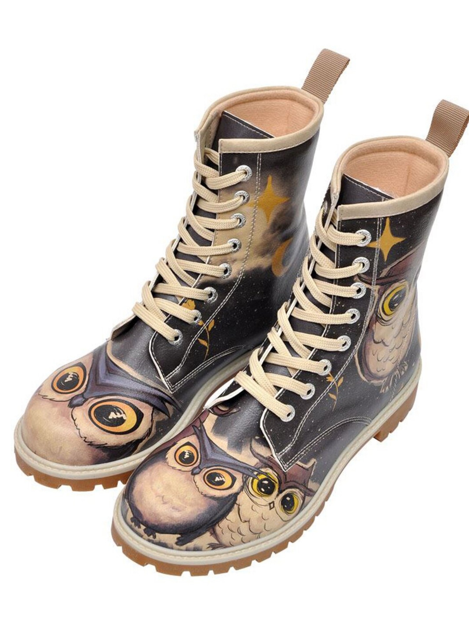 Schnürboots DOGO "Longe Boots Schnürstiefel It Wasn't Me Damen Stiefeletten", Damen, Gr. 38, Normalschaft, schwarz (braun, schwarz), Lederimitat, Schuhe, Handgefertigt
