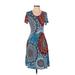 DB Moon Casual Dress: Blue Print Dresses - Women's Size Small