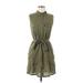 Equipment Casual Dress - Shirtdress Collared Sleeveless: Green Print Dresses - Women's Size X-Small