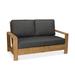 CO9 Design Soho 59" Wide Outdoor Teak Reversible Loveseat w/ Dusk Cushions Wood/Natural Hardwoods in Brown/White | Wayfair SOHO55NCUSLOVEDUSK