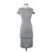 Ann Taylor Casual Dress - Midi High Neck Short sleeves: Gray Solid Dresses - Women's Size 2X-Small Petite