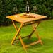 Gracie Oaks Legolas Acacia Fliptop Outdoor Bistro Table Wood in Brown/White | 29 H x 27.75 W x 27.75 D in | Wayfair