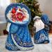 The Holiday Aisle® Cardinals & Flowers Santa w/ Bag Hand-Painted Carved Masterpiece By G. Debrekht in Blue/Brown/Red | 7 H x 4 W x 4 D in | Wayfair