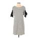Maeve Casual Dress - Shift Scoop Neck Short sleeves: White Print Dresses - Women's Size Small