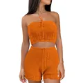 Ensemble short en tricot pour femmes haut tubulaire avec short à taille élastique tenue d'été pour