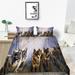 Fashionable Bedding Cover Set 3D Wolf Printed Comforter Cover Set with Pillowcase Home Bed Set California King(98 x104 )