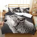 Home Bed Sets 3D Wolf Printed Bedding Cover Set with Pillowcase Vintage Quilt Cover Set Queen (90 x90 )