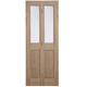 4 Panel 2 Lite Clear Glazed Veneered White Oak Effect Timber Oak Veneer Lh & Rh Internal Bi-Fold Door Set, (H)1950mm (W)753mm