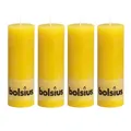 Bolsius 4Pc Yellow Rustic Pillar Candles 190 X 68mm