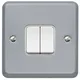 Mk 10A Grey Double 2 Way Metal-Clad Switch With White Inserts