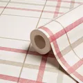 K2 Cream & Red Plaid Wallpaper