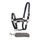 Bitz Two Tone Horse Headcollar And Leadrope Set Navy/taupe (Full)