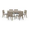Afuera Living Sustain Wood Outdoor Dining Table and Six Chairs in Gray