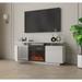Minimalist High Gloss Fireplace TV Stand Media Cabinets with 9 color Flame and Crystal Stone Media Entertainment Center