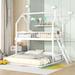 Modern Twin Over Twin-Twin House Bunk Bed with Extending Trundle and Ladder & Solid Wood Slats Support for Multi-Child Families